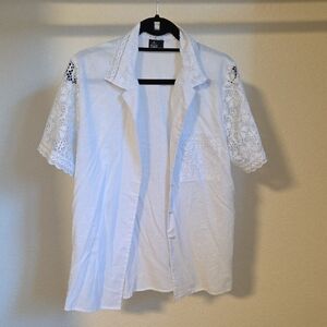 Vintage White Lace Sleeve Casual Shirt